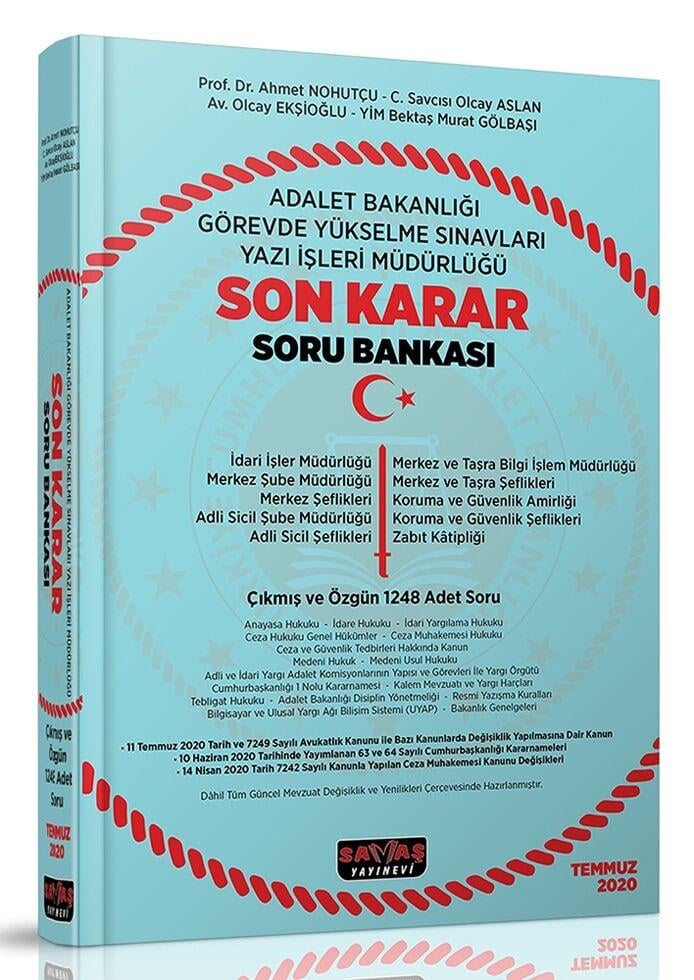 Savaş Yayınları Adalet Bakanlığı Görevde Yükselme Sınavları Yazı İşleri Müdürlüğü Son Karar Soru Bankası