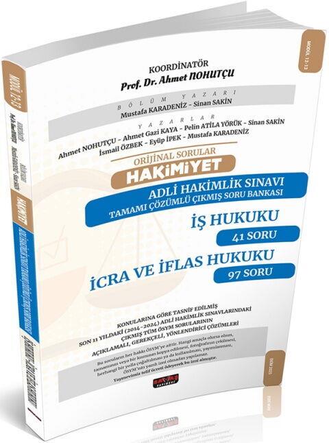 Savaş Yayınları Orijinal Sorular HAKİMİYET Adli Hakimlik Sınavı İş Hukuku İcra ve İflas Hukuku Çıkmış Soru Bankası