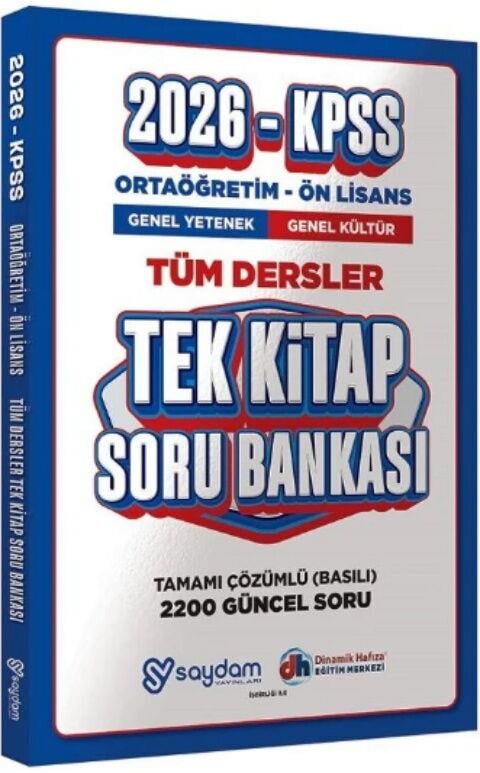 Saydam Yayınları 2026 KPSS Lise Ortaöğretim Ön Lisans Soru Bankası Tek Kitap Çözümlü