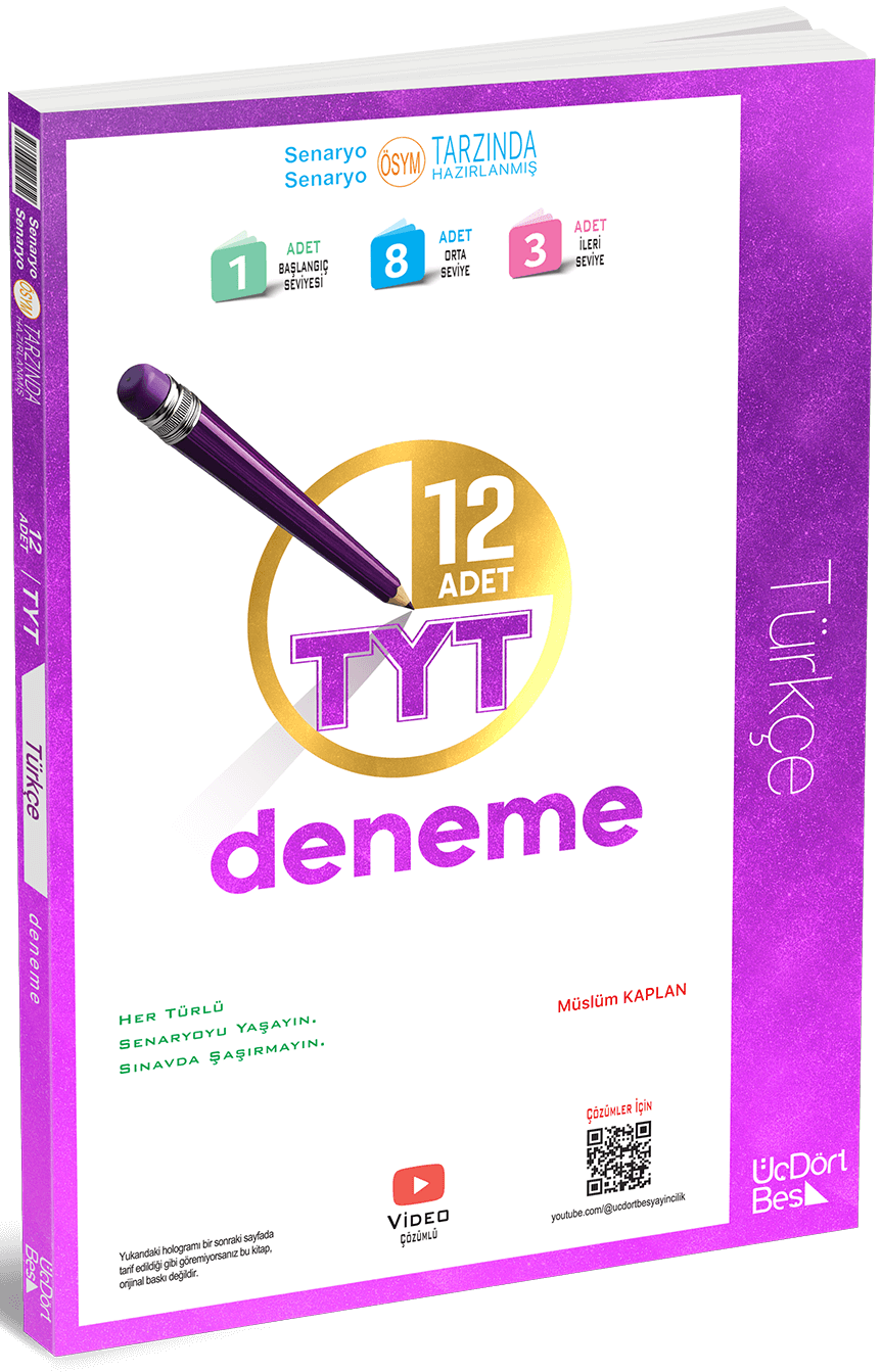 ÜçDörtBeş Yayınları TYT Türkçe 12 li Deneme