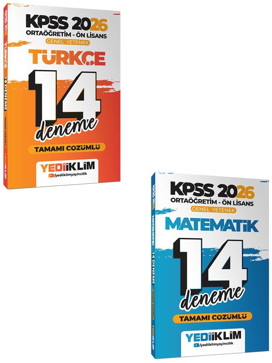 Yediiklim 2024 KPSS Ortaöğretim Ön Lisans GY-GK 5'li Tüm Dersler 14 Deneme Seti Tamamı Çözümlü