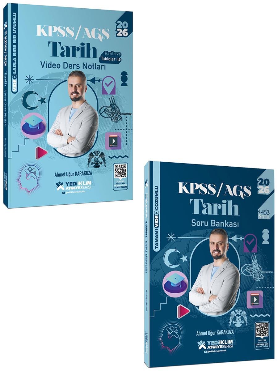Yediiklim 2026 KPSS AGS Atölye Serisi Genel Kültür Tarih Video Ders Notu ve Soru Bankası Seti 2 Kitap