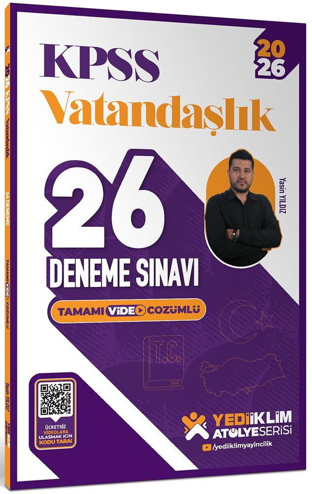 Yediiklim 2026 KPSS Atölye Serisi Genel Kültür Vatandaşlık Konu+Soru ve 26 Deneme Sınavı Seti 3 Kitap