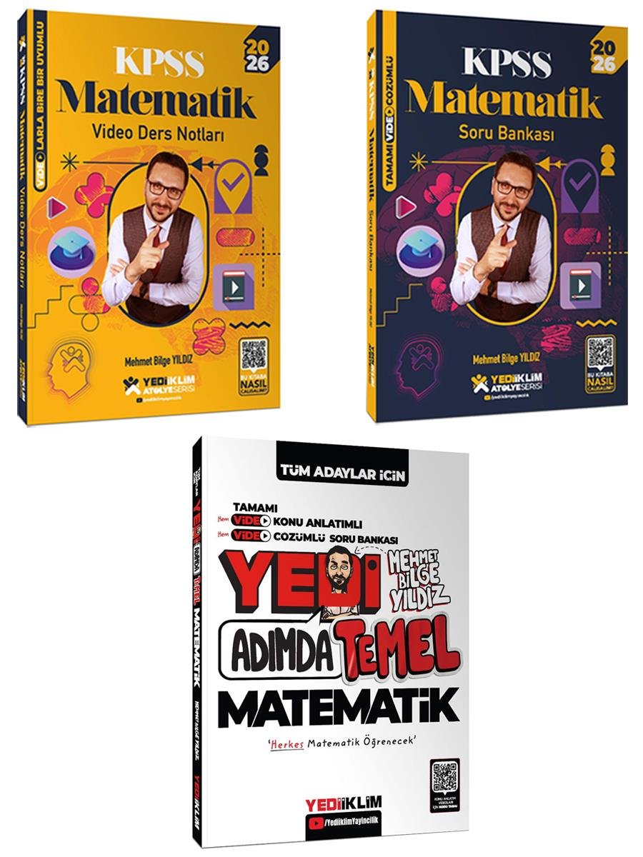 Yediiklim 2026 KPSS Atölye Serisi Matematik Video Ders Notları+Soru Bankası ve Yedi Adımda Temel Matematik Set