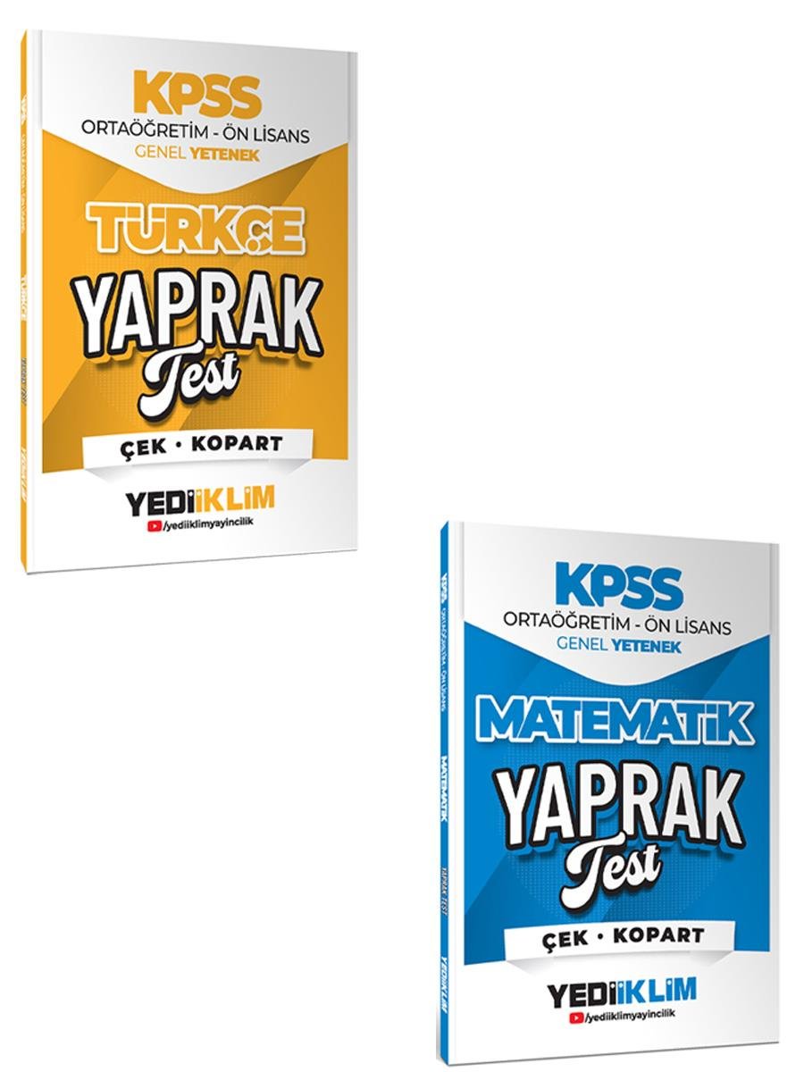 Yediiklim 2026 KPSS Ortaöğretim Ön Lisans Genel Yetenek 2 li Çek Kopart Yaprak Test Seti