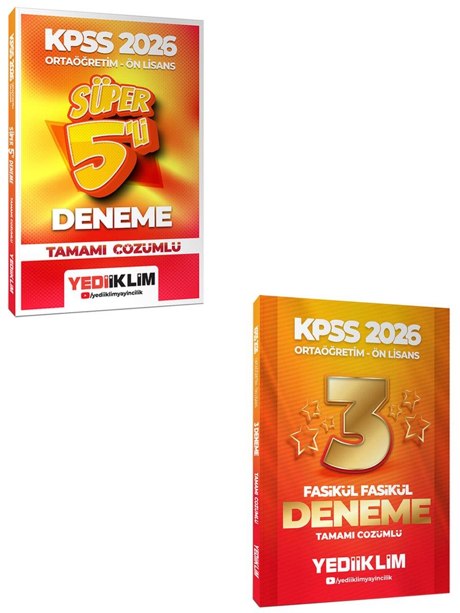 Yediiklim 2026 KPSS Ortaöğretim Ön Lisans GY-GK Süper 5 Deneme ve 3 Yıldız Fasikül Deneme Seti