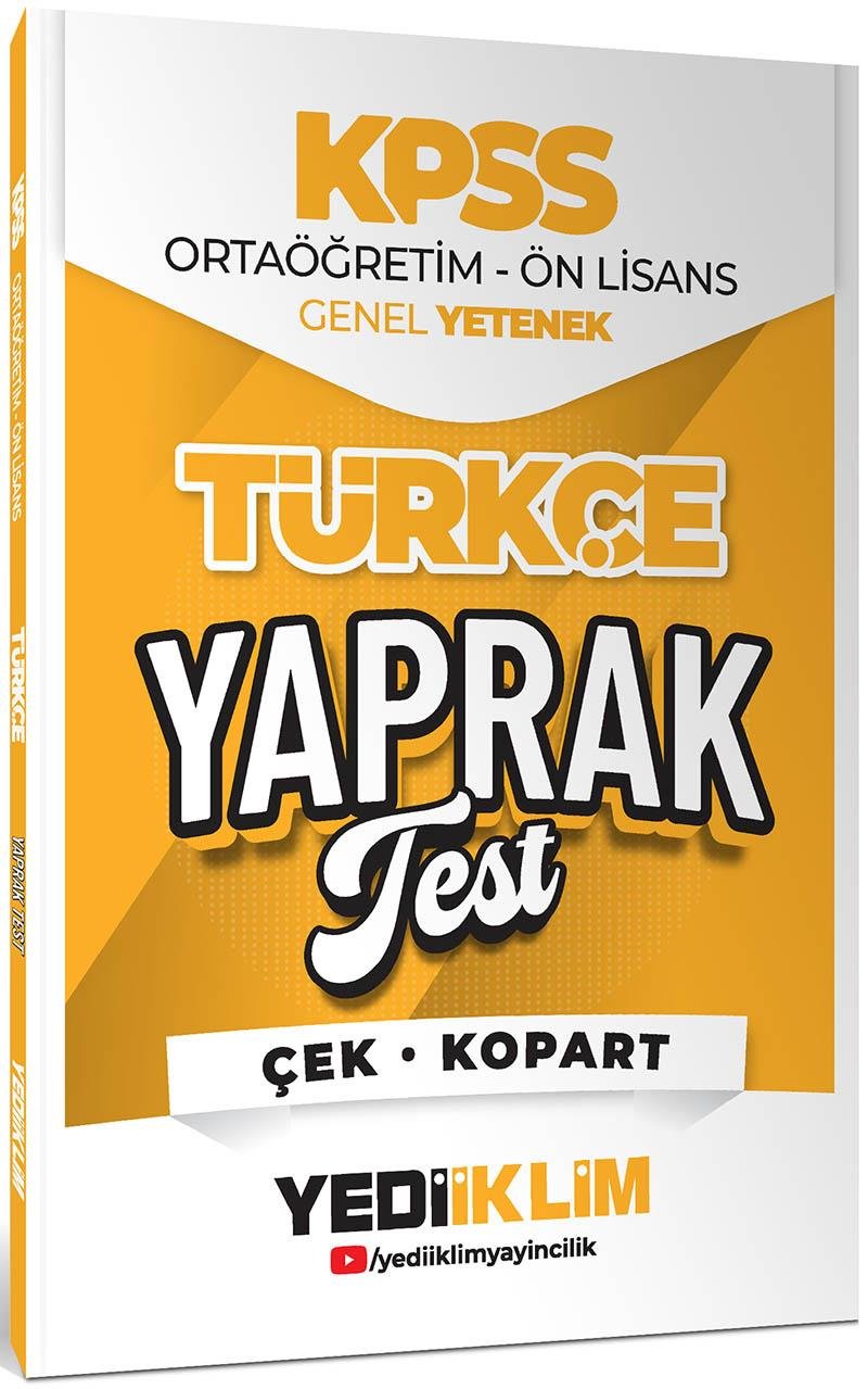 Yediiklim 2026 KPSS Ortaöğretim Ön Lisans Türkçe Çek Kopart Yaprak Test