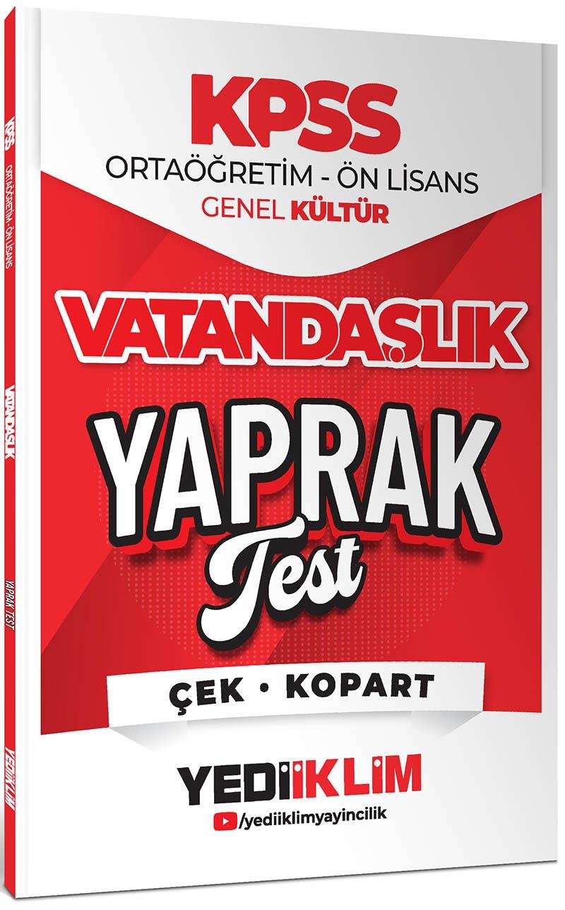 Yediiklim 2026 KPSS Ortaöğretim Ön Lisans Vatandaşlık Çek Kopart Yaprak Test