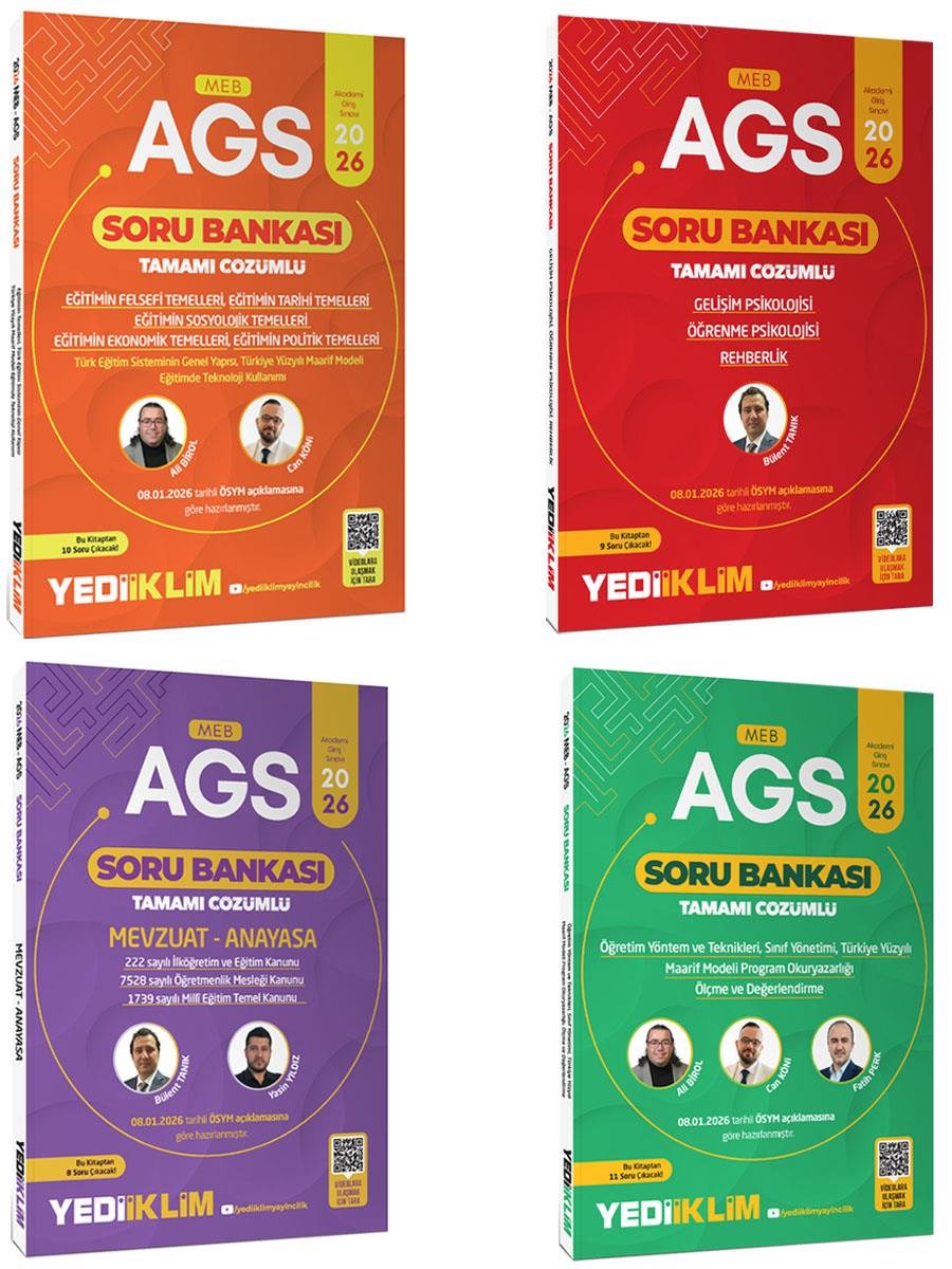 Yediiklim 2026 MEB AGS Eğitimin Temelleri ,Mevzuat Anayasa,ÖYT Sınıf Yönetimi ,Gelişim Psikolojisi Konu ve Soru Full Set