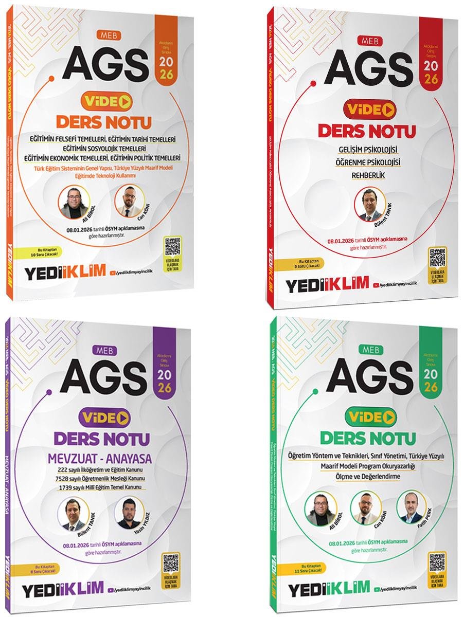 Yediiklim 2026 MEB AGS Eğitimin Temelleri ,Mevzuat Anayasa,ÖYT Sınıf Yönetimi ,Gelişim Psikolojisi Konu ve Soru Full Set
