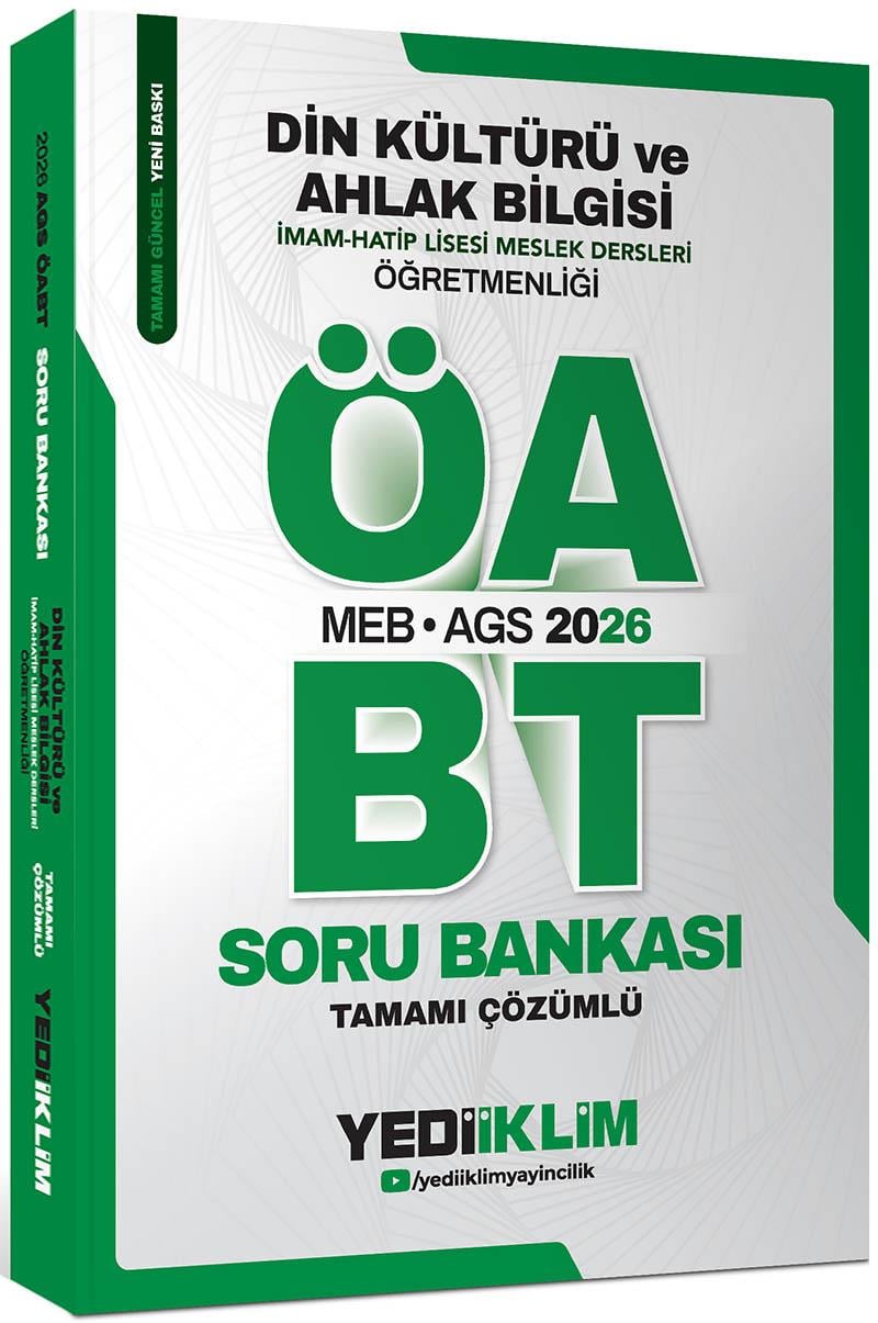 Yediiklim 2026 MEB AGS ÖABT Din Kültürü Ve Ahlak Bilgisi Öğretmenliği  Tamamı Çözümlü Soru Bankası