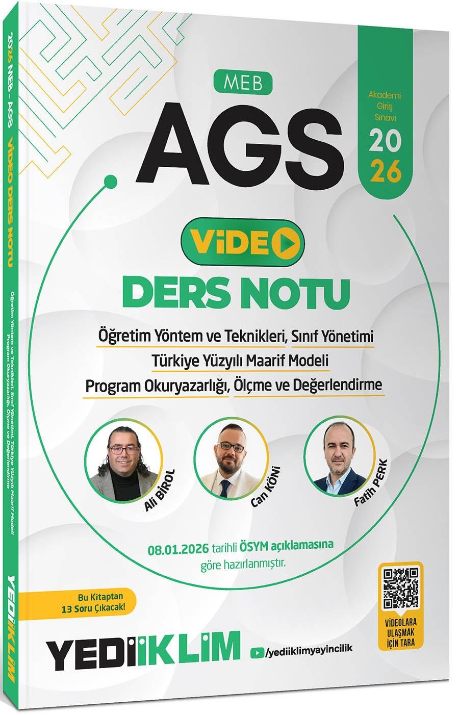 Yediiklim 2026 MEB AGS ÖYT Sınıf Yönetimi TYMM Program Okuryazarlığı Ölçme ve Değerlendirme Konu ve Soru Seti