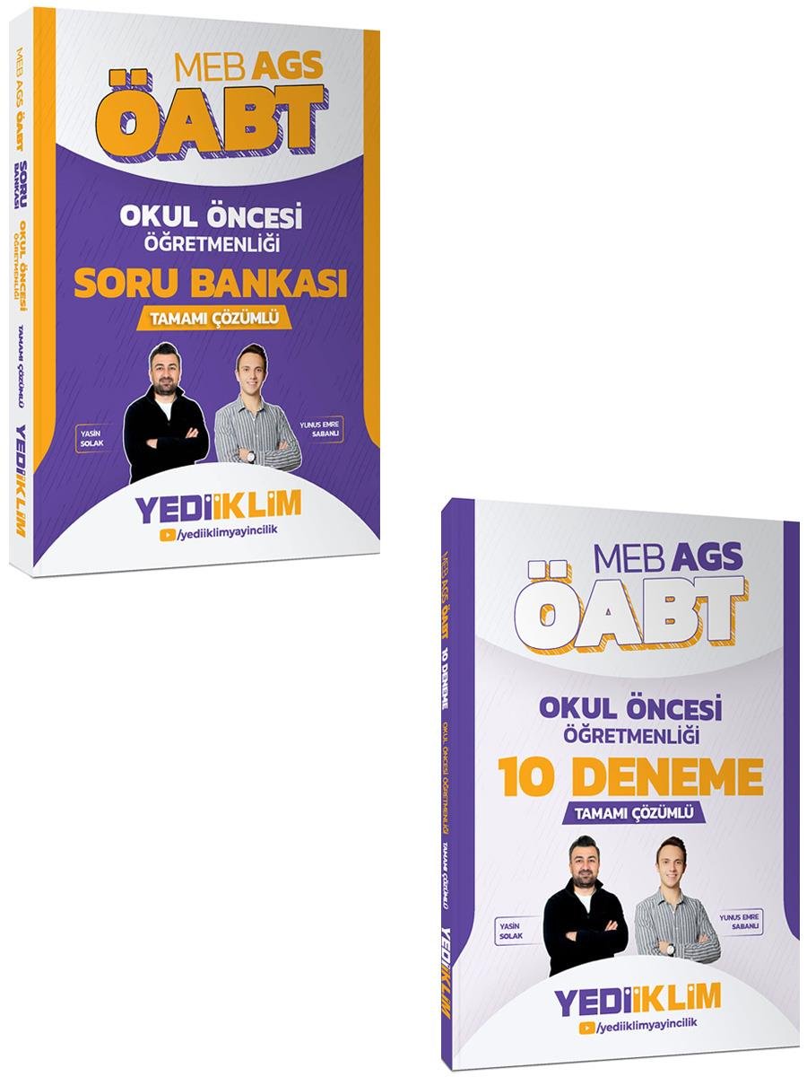 Yediiklim MEB AGS ÖABT Okul Öncesi Öğretmenliği Soru+Deneme Seti Yasin Solak ve Yunus Emre Sabanlı