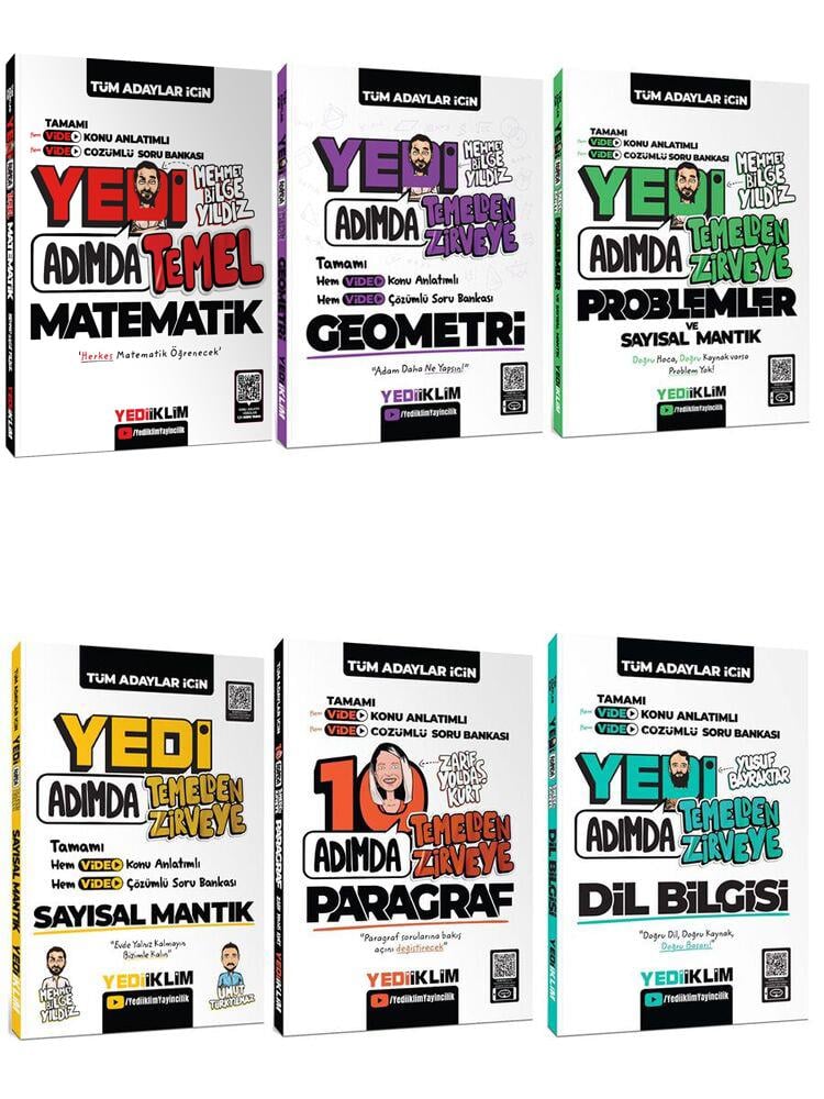 Yediiklim Tüm Adaylar için Efsane Yedi Adımda Video Konu Anlatımlı Video Çözümlü Soru Bankası Seti 6 Kitap