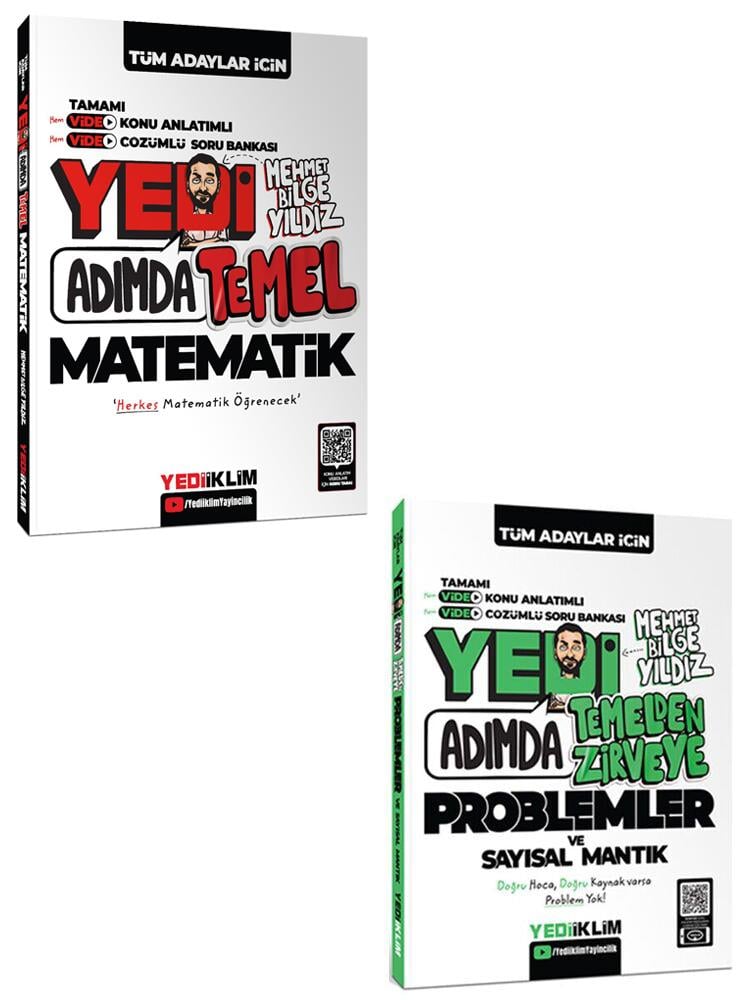 Yediiklim Tüm Adaylar için Yedi Adımda Problemler  ve Temel Matematik Konu Anlatımlı Video Çözümlü Soru Bankası