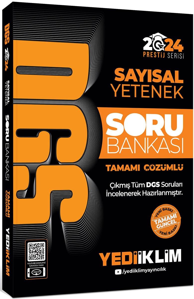 Yediiklim Yayınları 2024 DGS Sayısal Yetenek Tamamı Çözümlü Soru Bankası