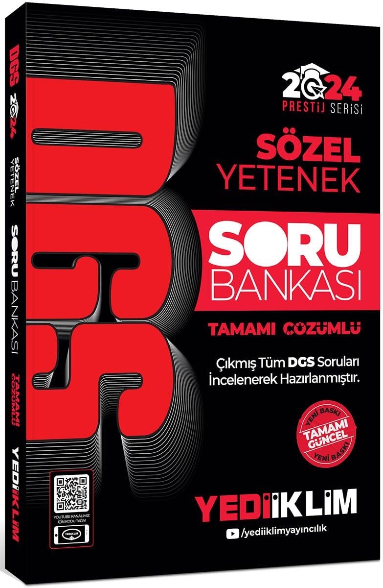 Yediiklim Yayınları 2024 DGS Sözel Yetenek Tamamı Çözümlü Soru Bankası