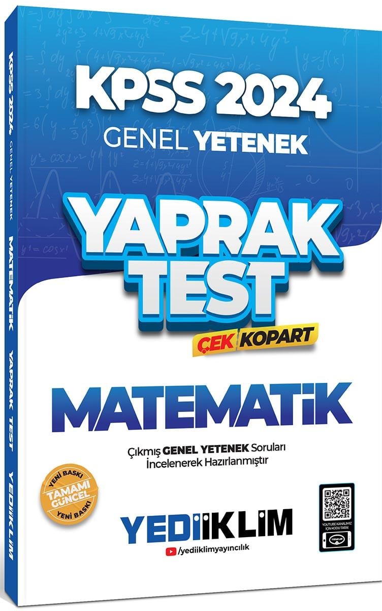 Yediiklim Yayınları 2024 KPSS Genel Yetenek Matematik Çek Kopart Yaprak Test