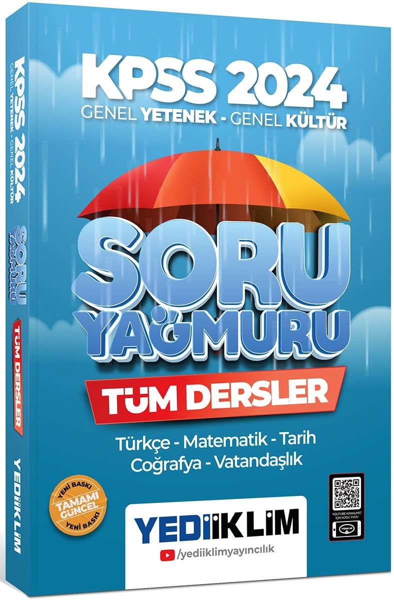 Yediiklim Yayınları 2024 KPSS Genel Yetenek Genel Kültür Tüm Dersler Soru Yağmuru