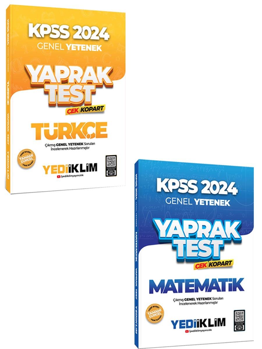 Yediiklim Yayınları 2024 KPSS Genel Yetenek Türkçe ve Matematik Yaprak Test 2 li Set