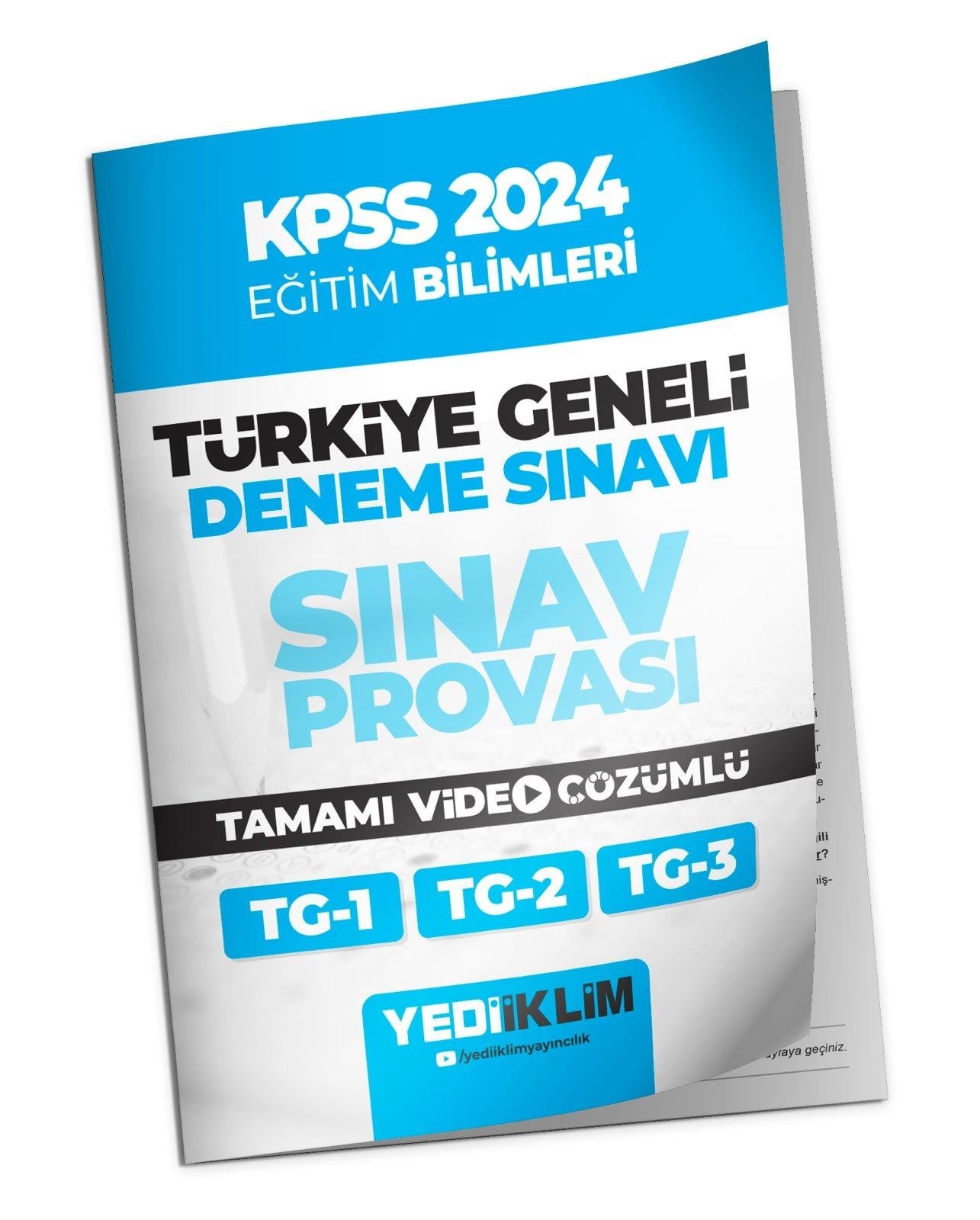 Yediiklim Yayınları 2024 KPSS Türkiye Geneli Eğitim Bilimleri ( 1-2-3 ) Deneme Sınavları Tamamı Video Çözümlü