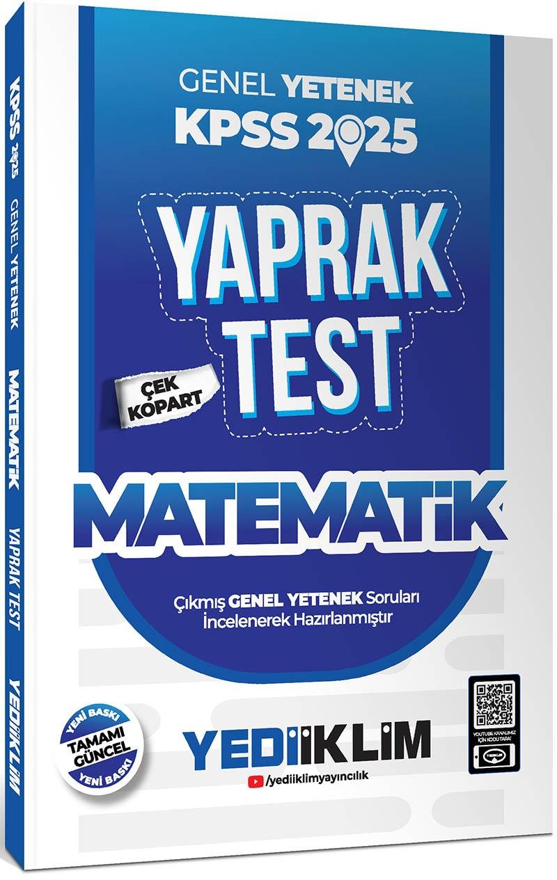 Yediiklim Yayınları 2025 KPSS Genel Yetenek Matematik Çek Kopart Yaprak Test
