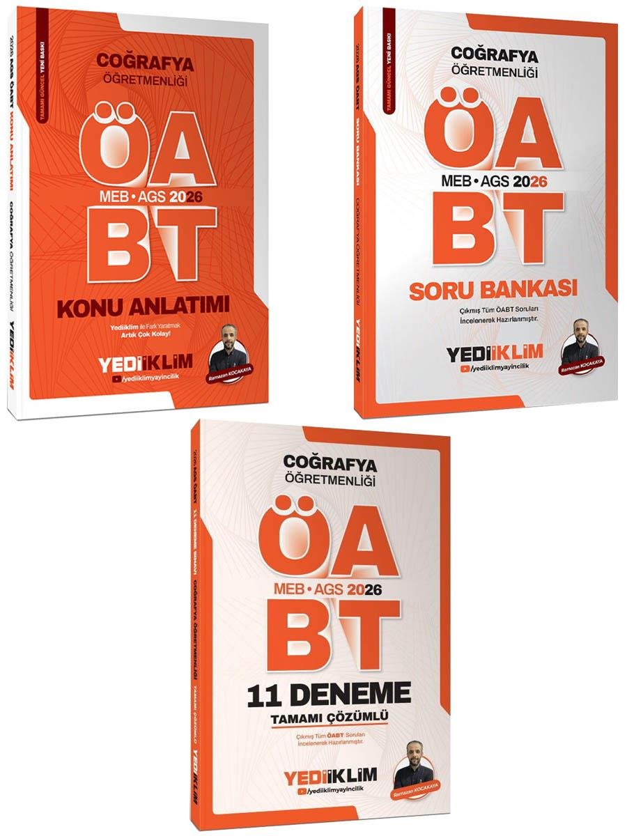 Yediiklim Yayınları 2025 MEB AGS ÖABT Coğrafya Öğretmenliği Konu+Soru+Deneme Seti