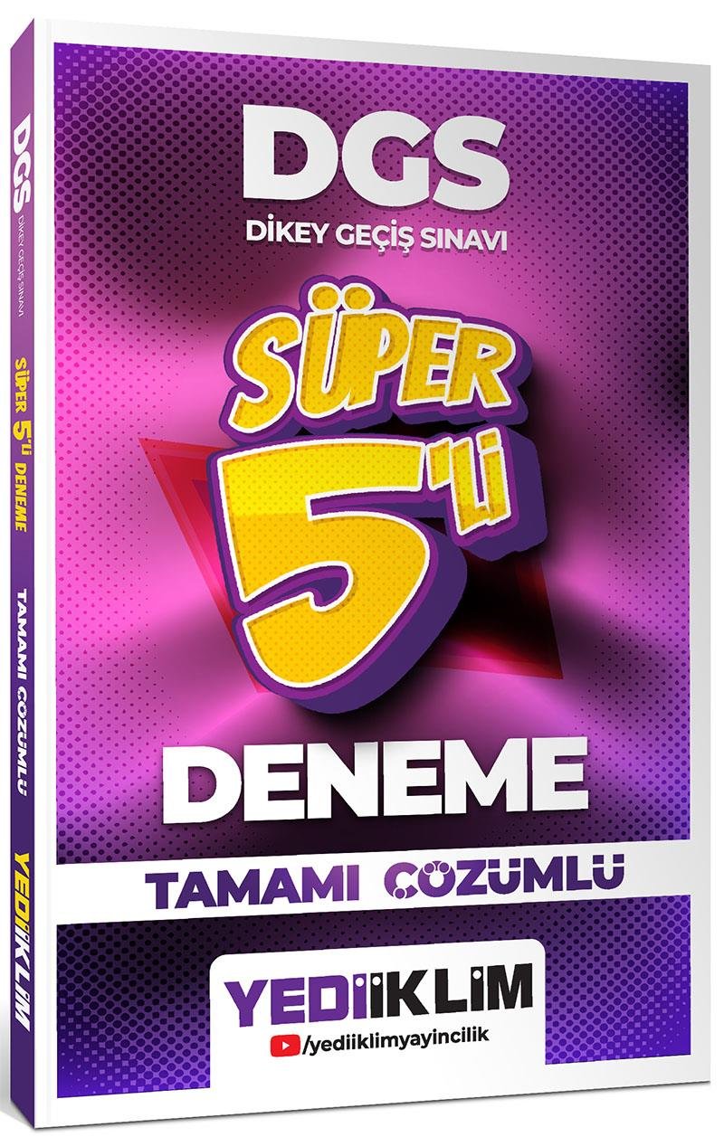 Yediiklim Yayınları 2026 DGS Tamamı Çözümlü Süper 5 li Deneme