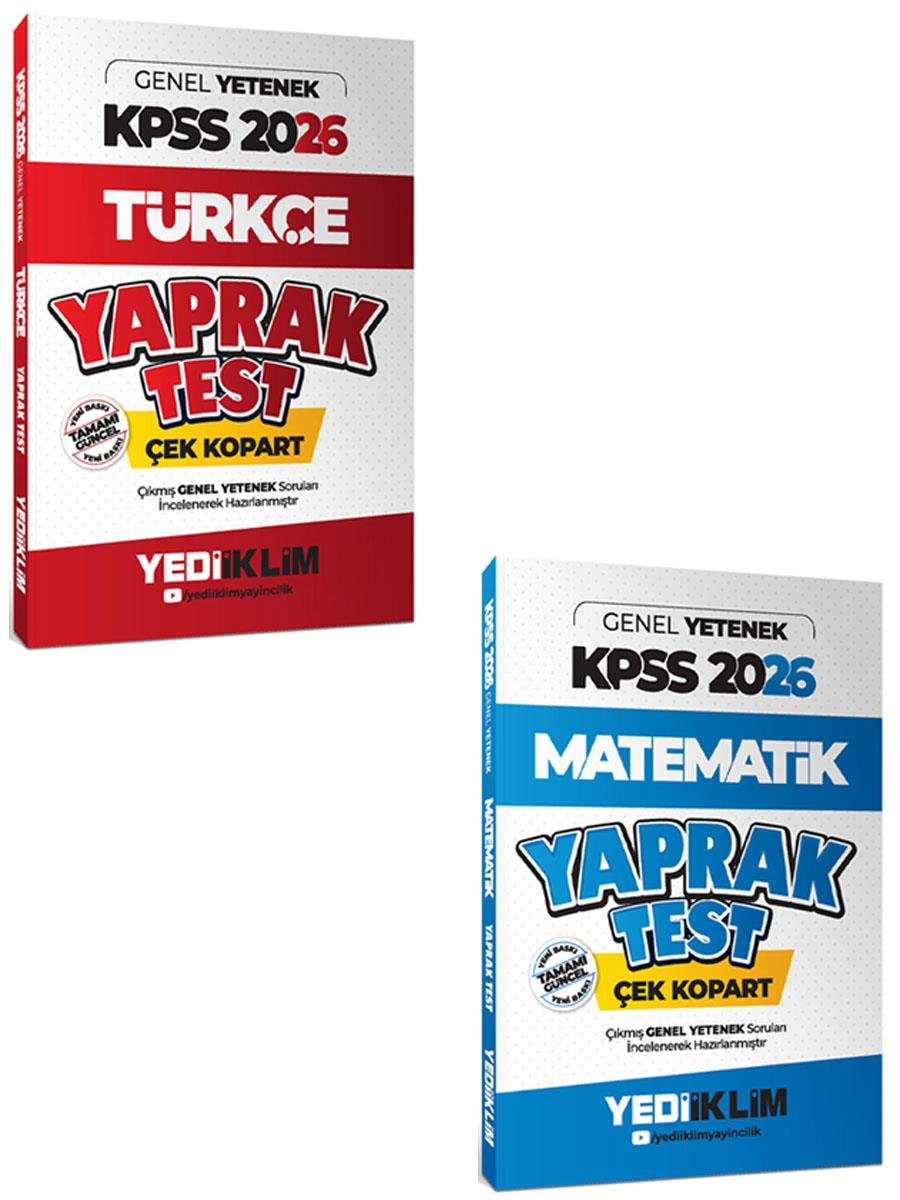 Yediiklim Yayınları 2026 KPSS Genel Yetenek Çek Kopart Yaprak Test 2 li Set