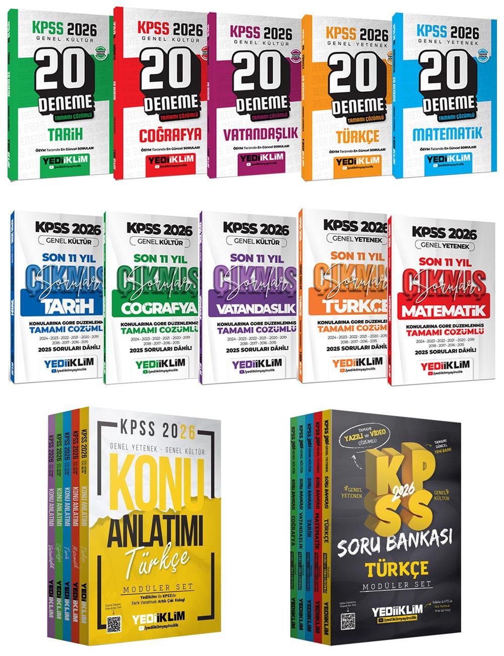Yediiklim Yayınları 2026 KPSS GY-GK Sınav Kiti Seti