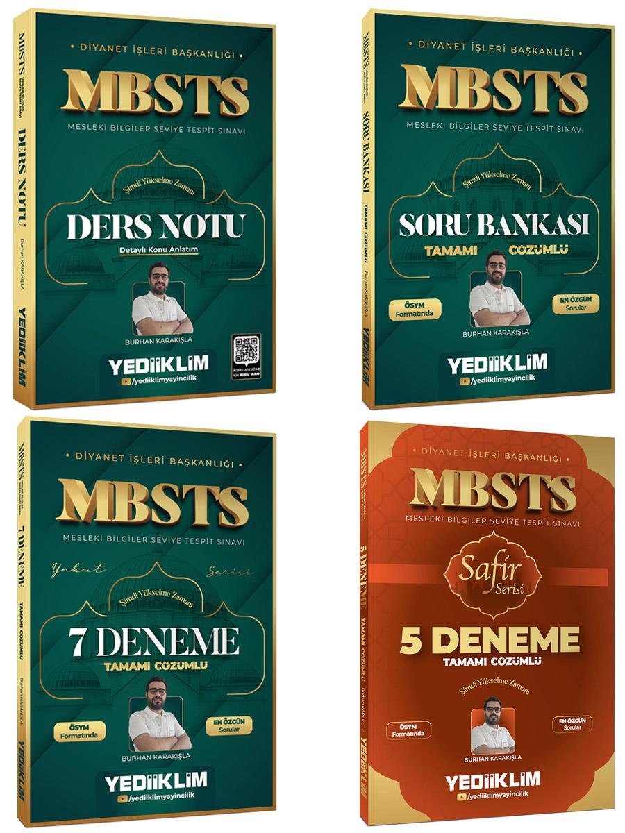 Yediiklim Yayınları MBSTS Konu+Soru+7 Deneme+5 Deneme Seti 4 Kitap
