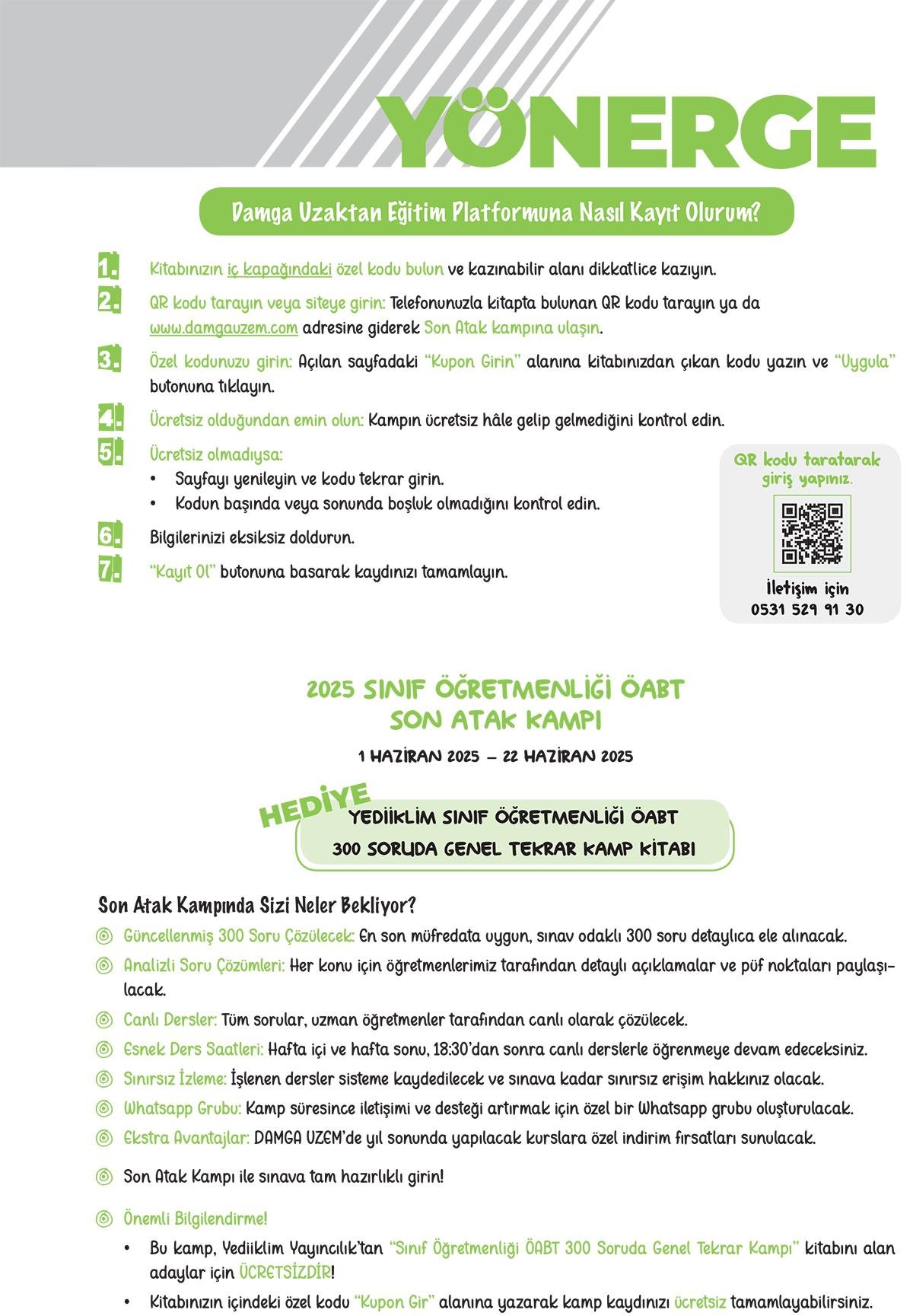 Yediiklim Yayınları Meb Ags Öabt Sınıf Öğretmenliği 300 Soru Son Atak Kampı(Damga Uzem Canlı Soru Çözüm HEDİYELİ)