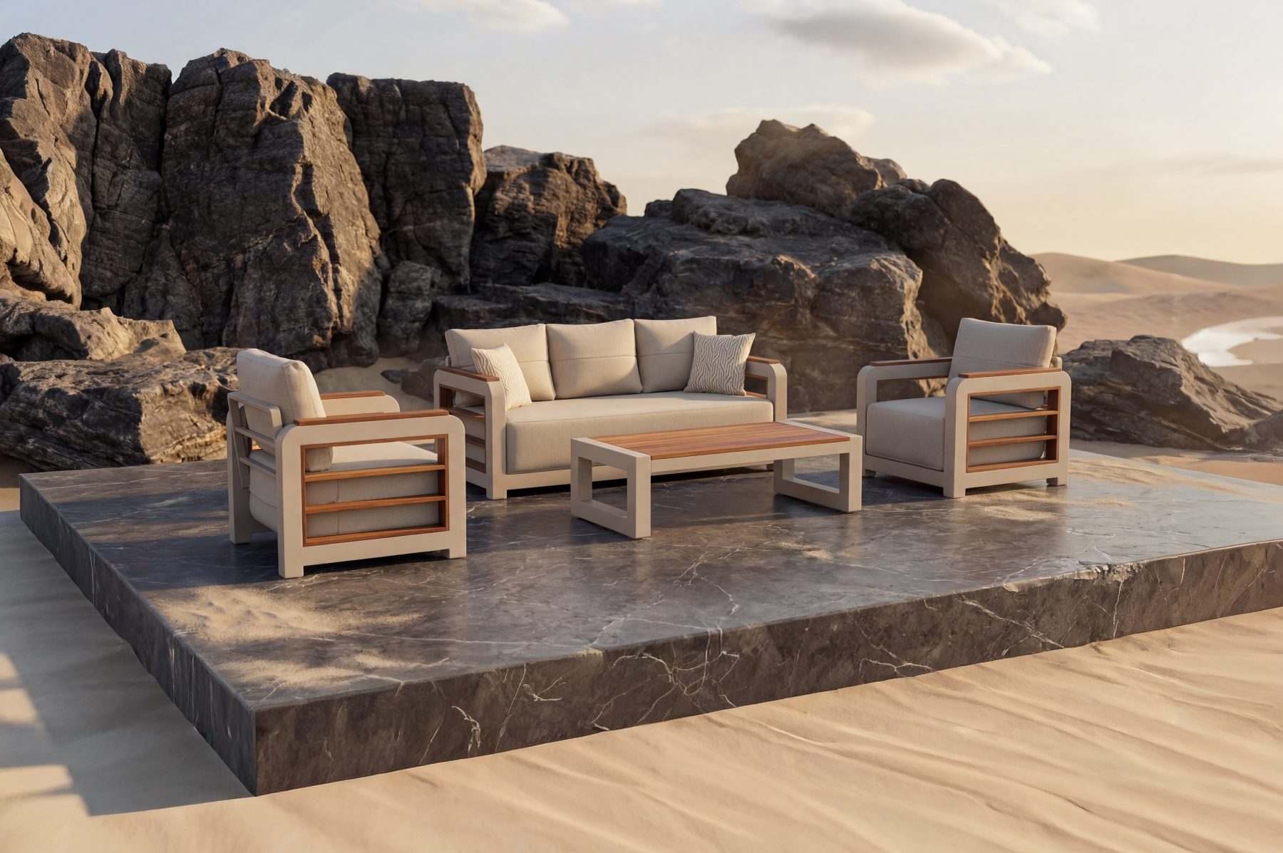 Erinöz Larix Alüminyum Bahçe Oturma Grubu Oturma Grupları  Erinöz