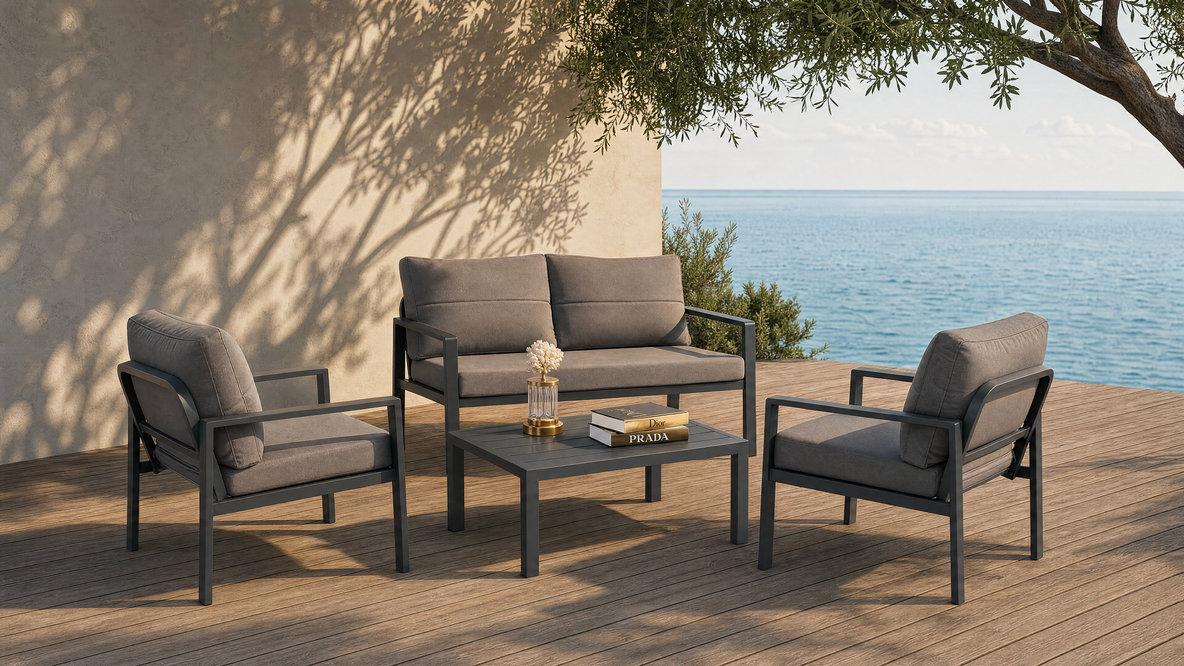 Siena Bahçe Balkon Alüminyum Oturma Grubu 2+1+1+Sehpa Oturma Grupları  Erinöz