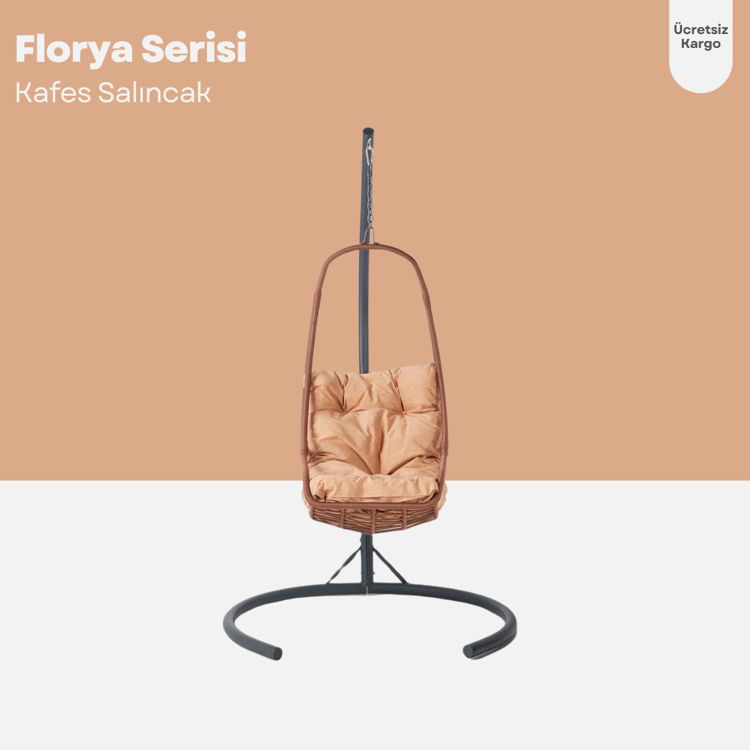 Florya Tek Kişilik Askılı Bahçe Salıncağı - Makrome: Kahverengi Minder: Bej Salıncaklar Florya Tek Kişilik Askılı Bahçe Balkon Salıncağı - Salıncak Modelleri & Fiyatları Erinöz