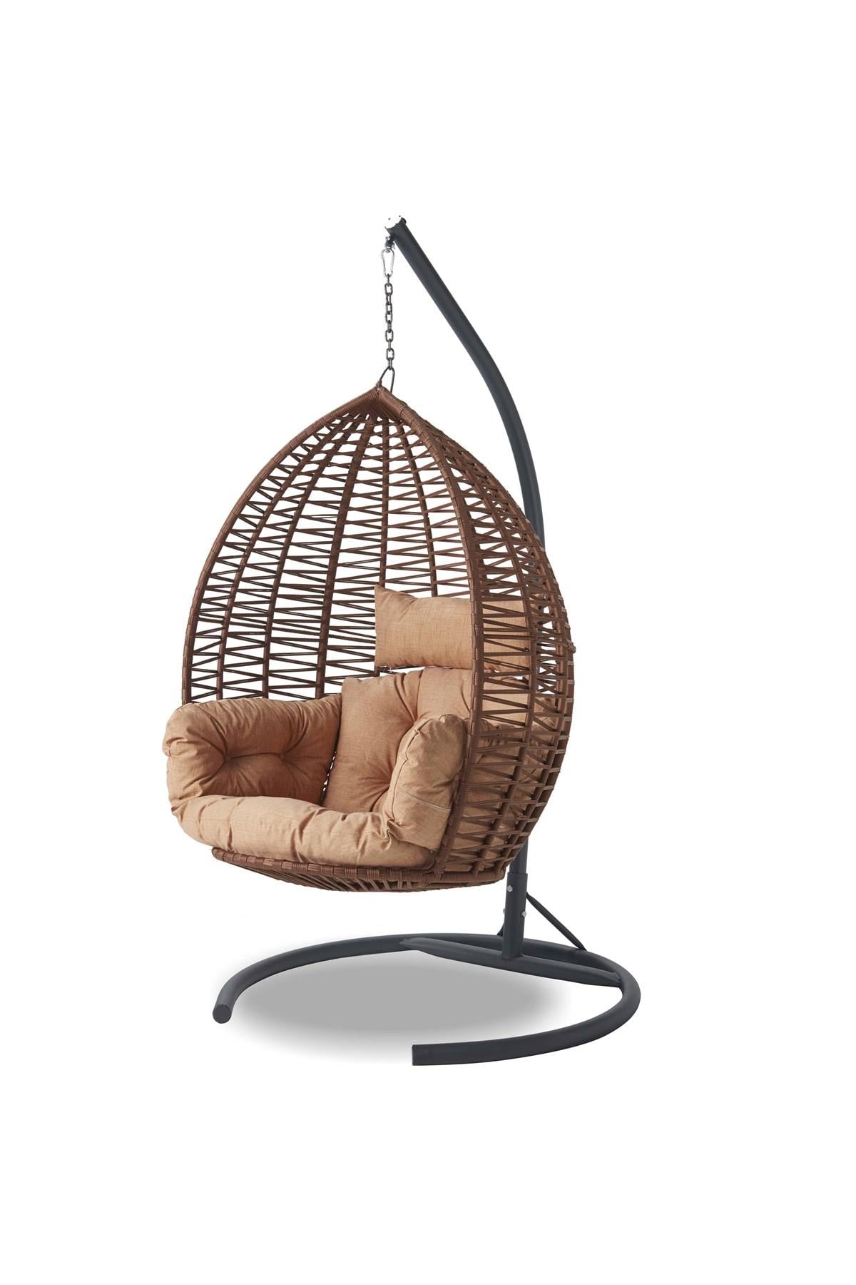 Saka Tek Kişilik Kafes Bahçe Balkon Salıncağı - Makrome: Kahve Minder: Bej Yatarlı Salıncaklar Saka Tek Kişilik Askılı Bahçe Balkon Salıncağı - Salıncak Modelleri & Fiyatları Erinöz