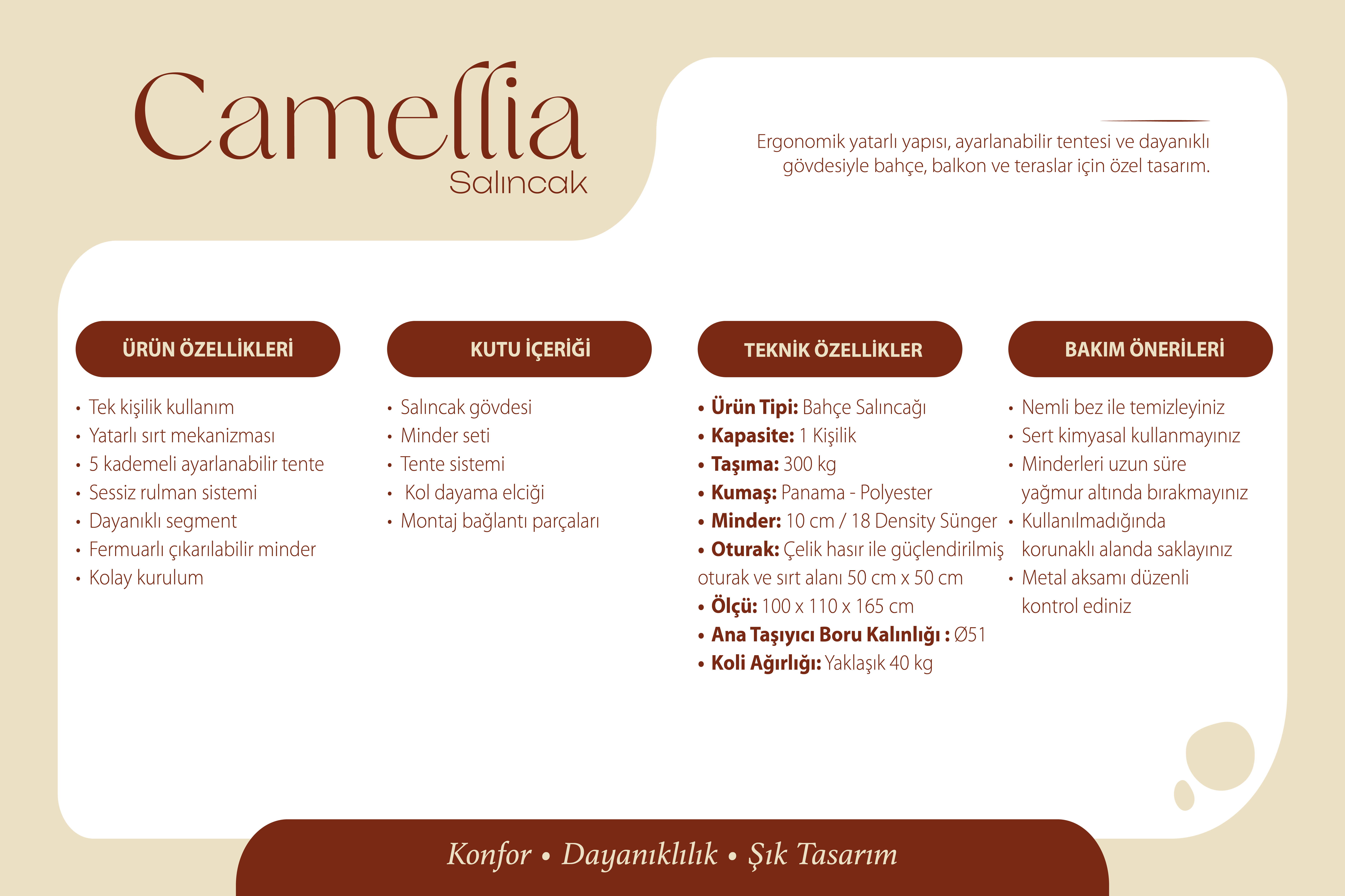 Camellia Tek Kişilik Yatarlı Bahçe Salıncağı - İngiliz Güllü Tek Kişilik Salıncaklar Camellia Tek Kişilik Bahçe Balkon Teras Salıncağı I Erinoz.com Erinöz