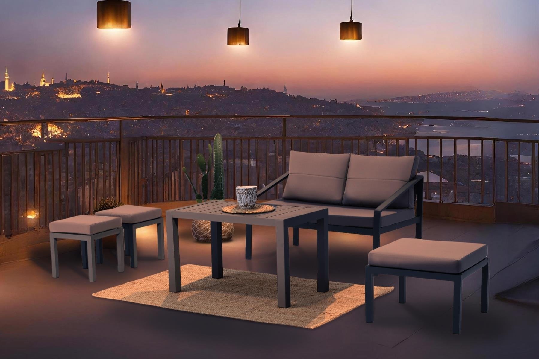 Rimini Bahçe Balkon Oturma Grubu 2+1+1+Sehpa Oturma Grupları  Erinöz