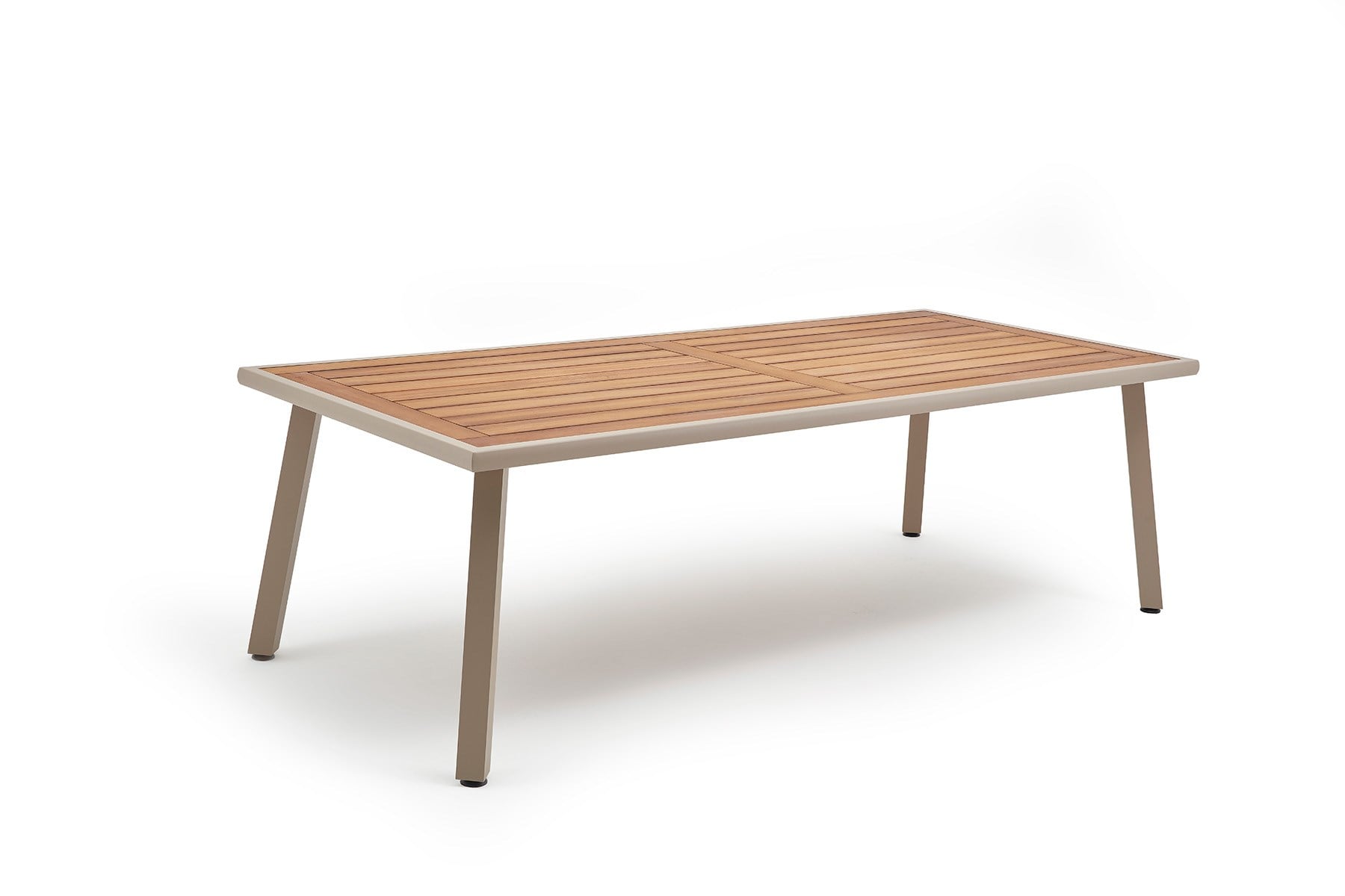 Milano Iroko Tabla 100x230 Alüminyum Masa - Kum Rengi Bahçe Masaları  Erinöz