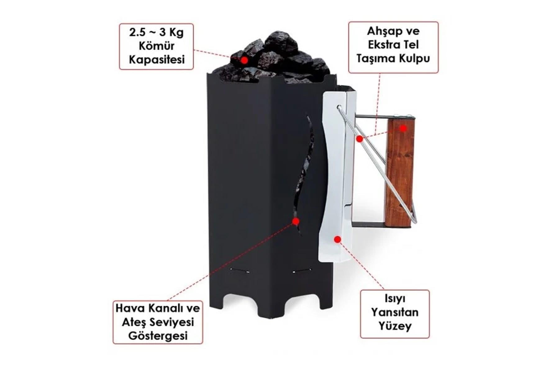 Grillmate Kömür Tutuşturma Bacası Mangal Aksesuarları  Erinöz