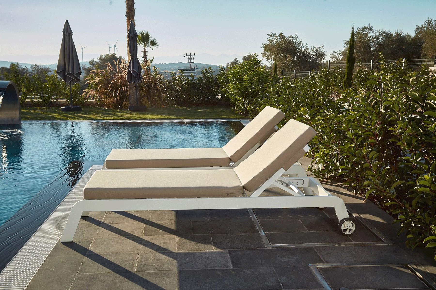 Erinöz Lora Alüminyum Şezlong - Beyaz - 1 Adet Şezlonglar  Erinöz