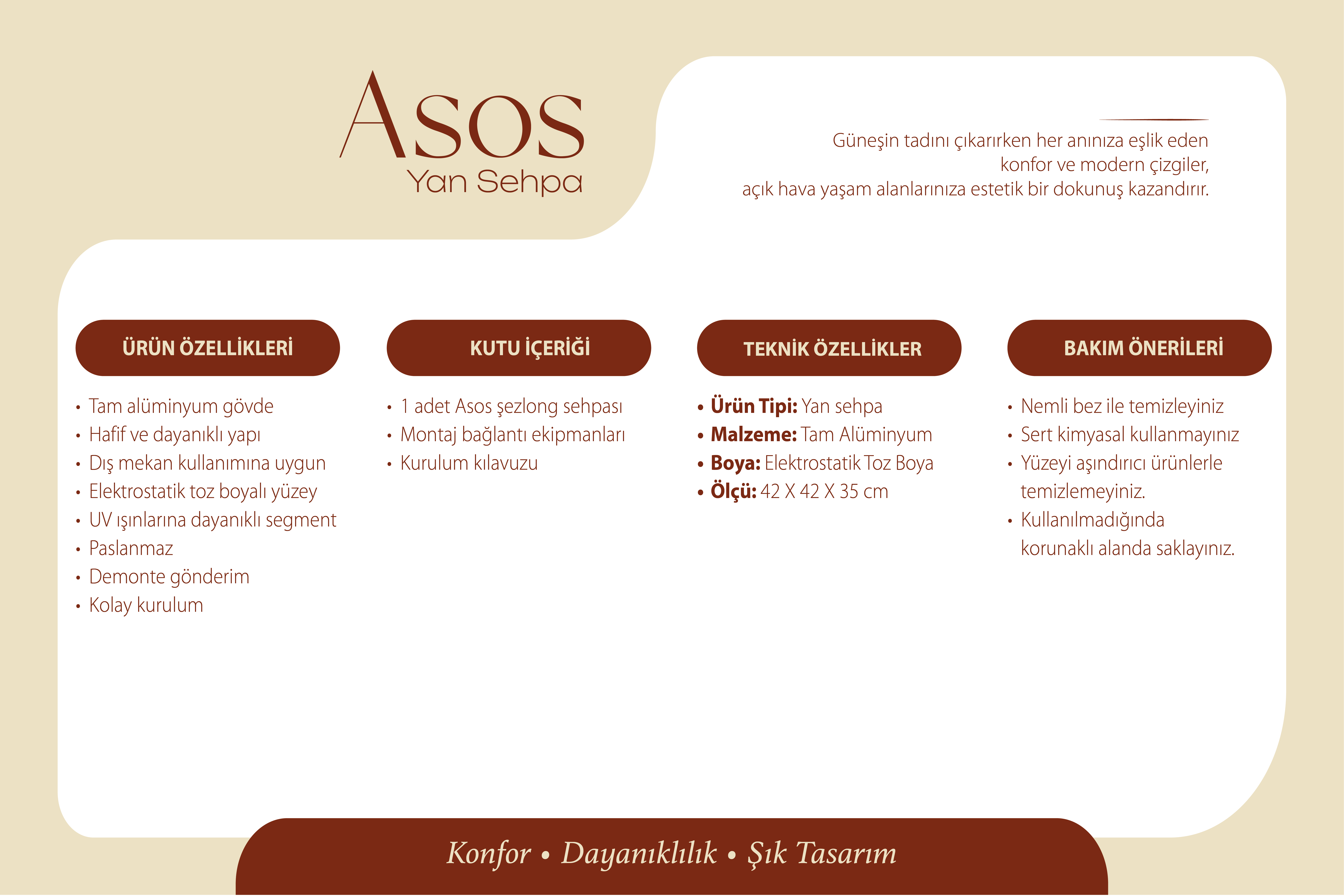 Asos Şezlong Sehpası - Kum Rengi Şezlonglar  Erinöz