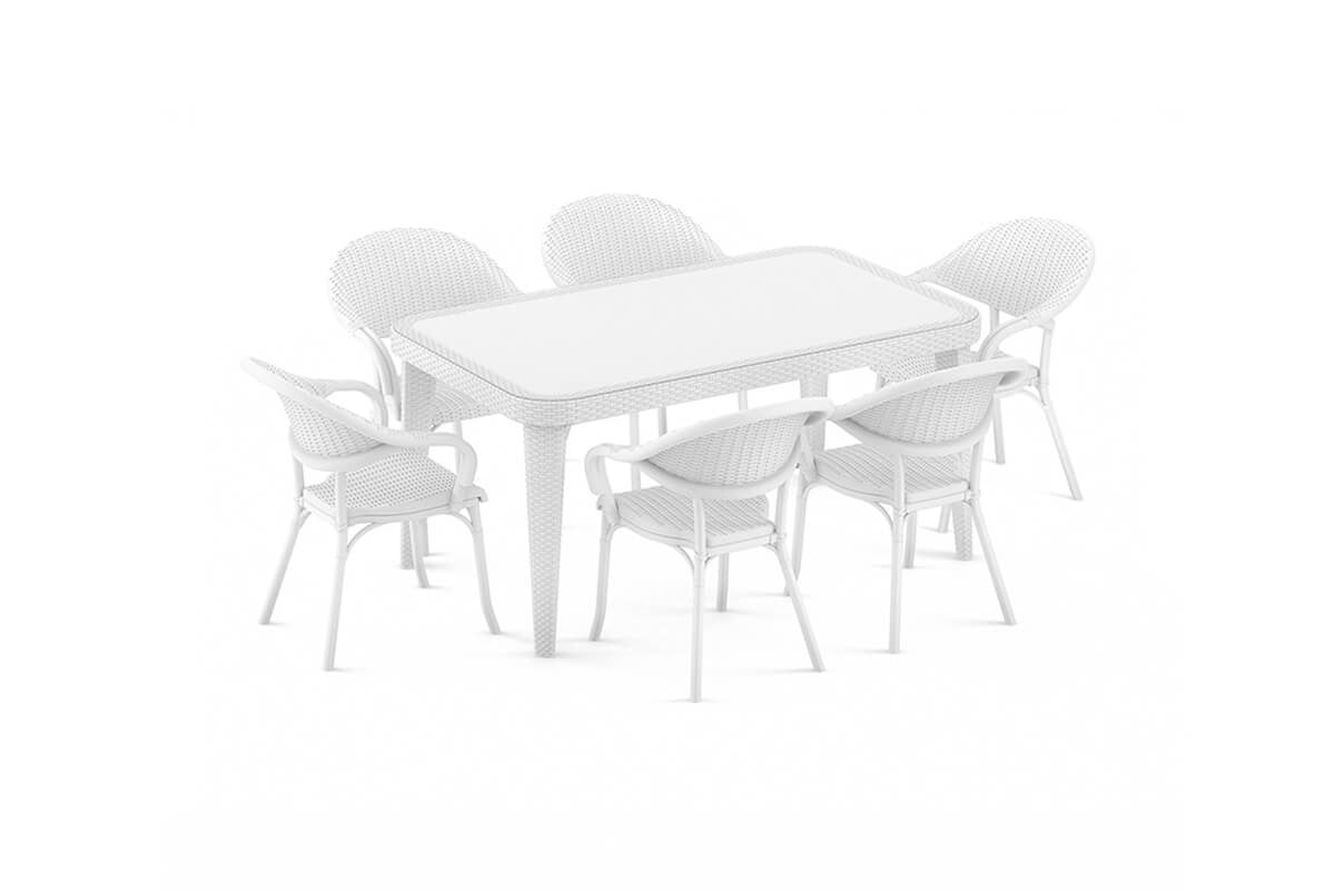 Osaka Masa +6 Adet Flash Koltuk Rattan Set Rattan Plastik Masa Takımları Osaka Masa +6 Adet Flash Koltuk Rattan Set I Ücretsiz Kargo Tilia
