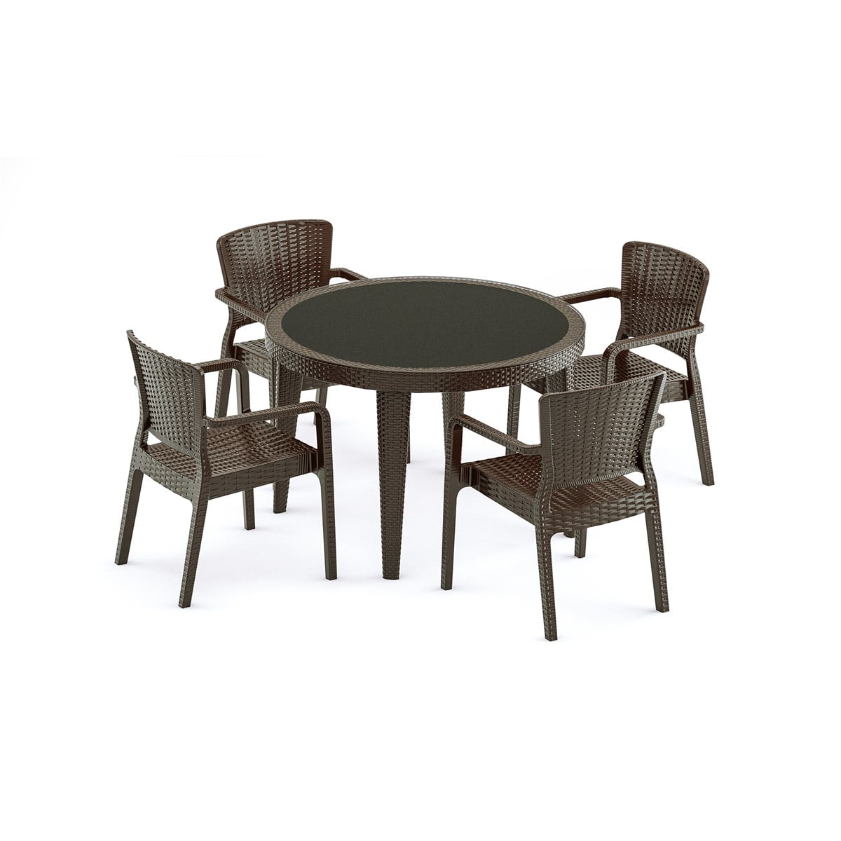 Osaka Yuvarlak Masa +4 Adet Antares Koltuk Rattan Set