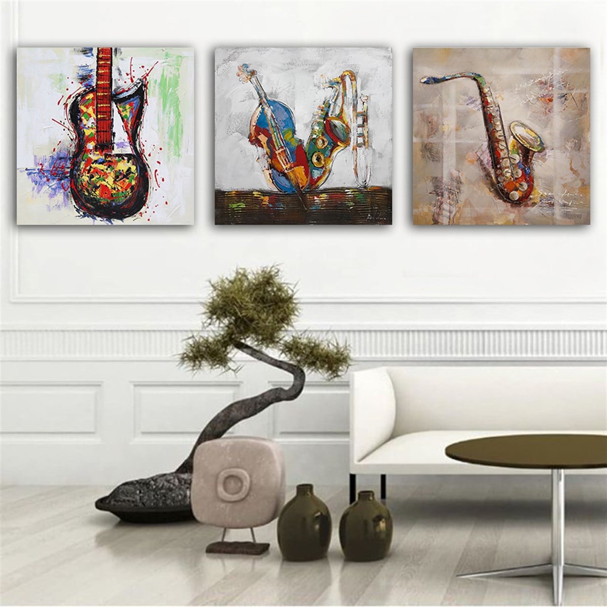 Kanvas Tablo Gitar 3 Parça Set 61 Kanvas Tablo Modelleri | Çerçeveli Modern Kanvas Tablo Seti 3 lü Kanvas Tablo KARAHAN ÇERÇEVE ve KANVAS TABLO