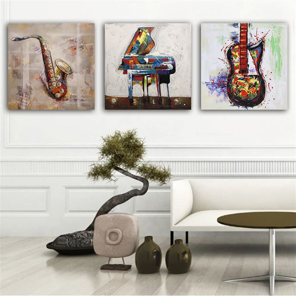 Kanvas Tablo Müzik 3 Parça Set 60 Kanvas Tablo Modelleri | Çerçeveli Modern Kanvas Tablo Seti 3 lü Kanvas Tablo KARAHAN ÇERÇEVE ve KANVAS TABLO