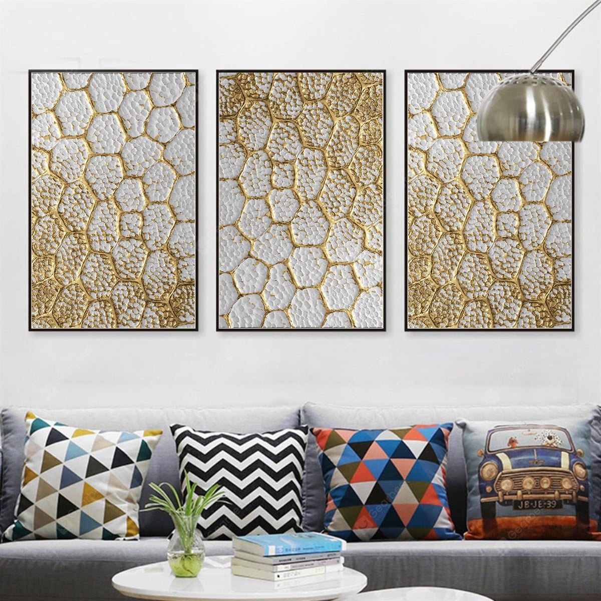 Modern Kanvas Tablo Altın 3 Parça Set 87 Soyut Tablo Modelleri | Çerçeveli Modern Kanvas Tablo Seti 3 lü Kanvas Tablo KARAHAN ÇERÇEVE ve KANVAS TABLO