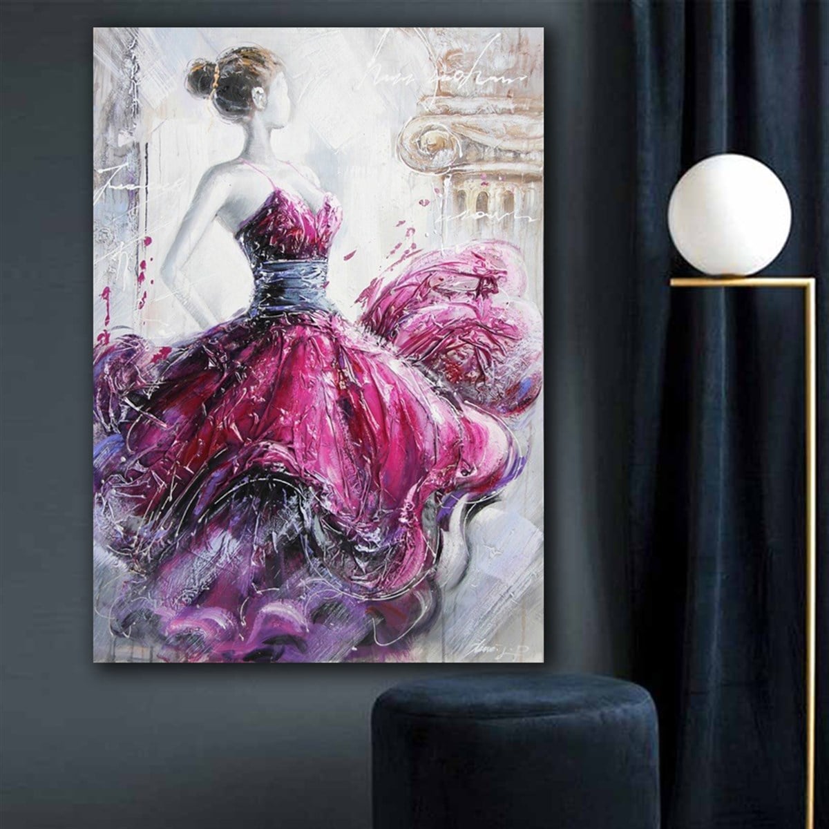 Pembe Elbiseli Dans Eden Kadın Kanvas Tablo Kanvas Tablo Pembe Elbiseli Dans Eden Kadın | Çerçeveli Tablo Modelleri Kanvas Kadın Tabloları KARAHAN ÇERÇEVE ve KANVAS TABLO