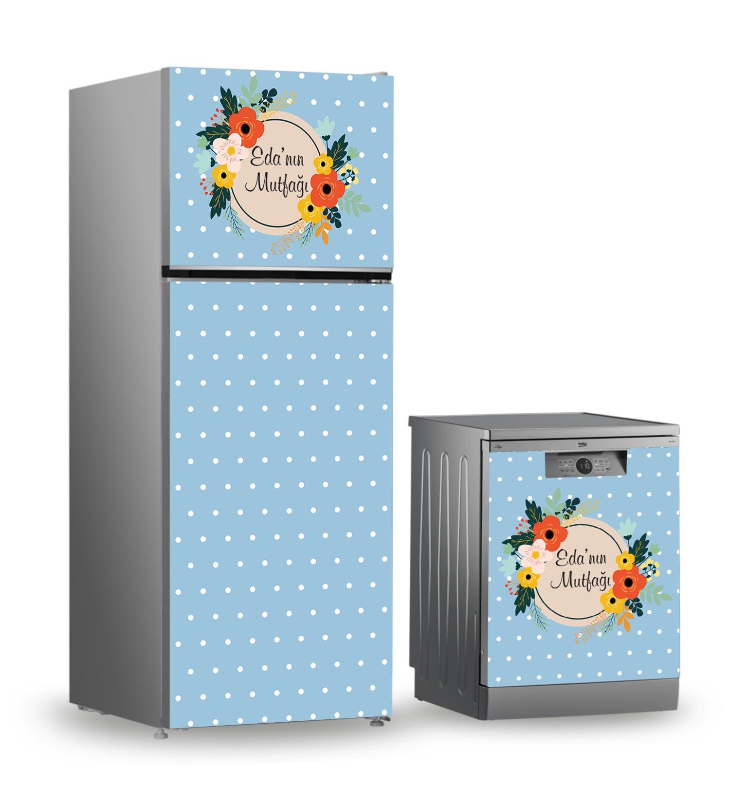 Buzdolabı ve Bulaşık Makinesi Kaplama Folyo Sticker Kişiye Özel 123