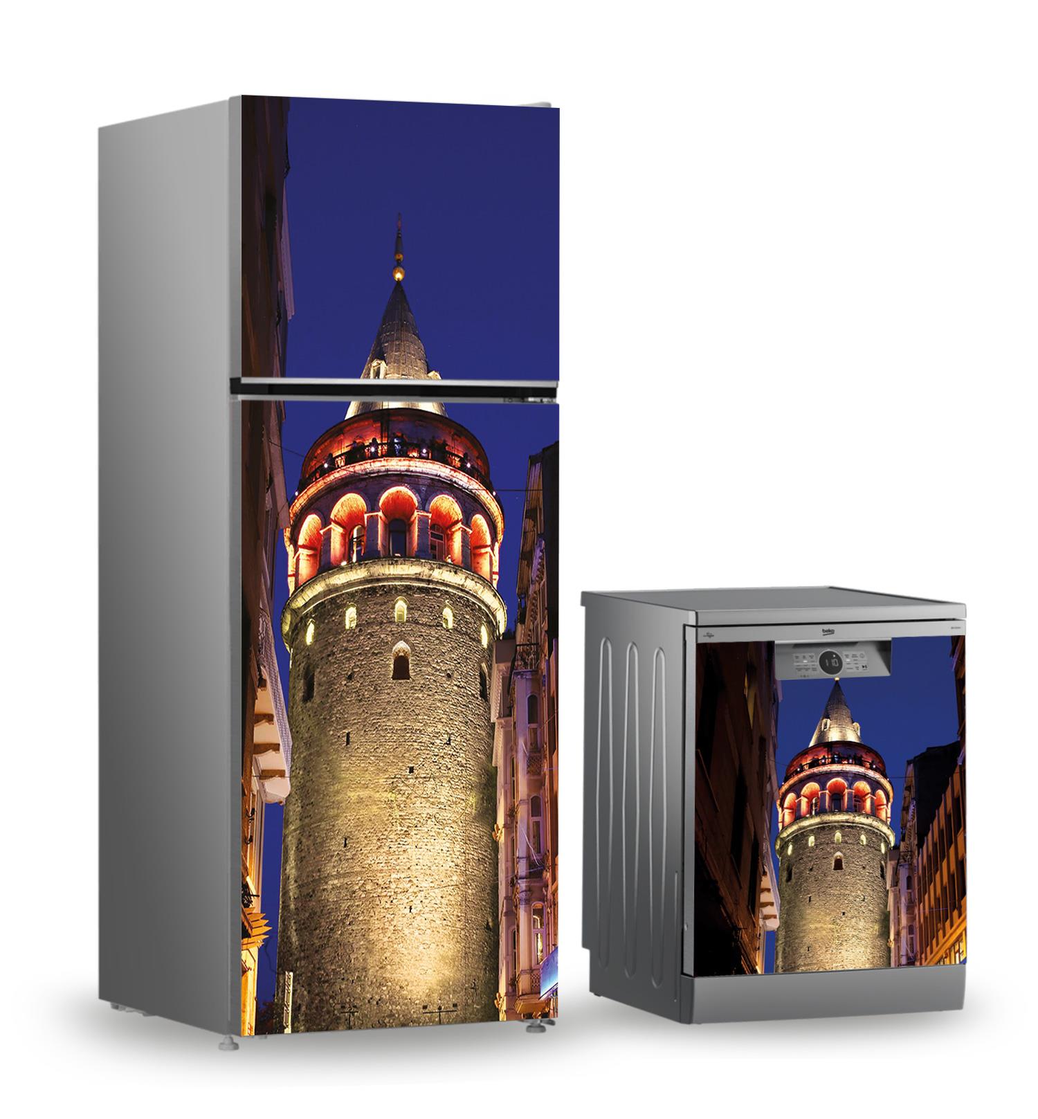 Buzdolabı ve Bulaşık Makinesi Kaplama Folyo Sticker Galata Kulesi Manzarası 09
